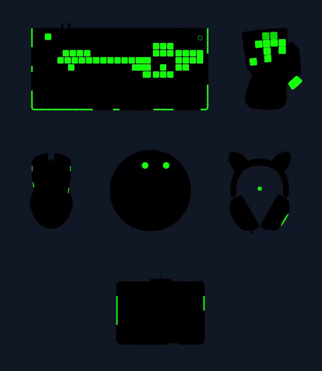 WYVRN Effects Library visualization with green lighting effects